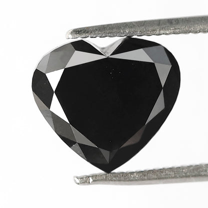 3.67 CT Heart Shape Diamond 9 mm Heated Jet Black Color Loose Diamond For Engagement Ring