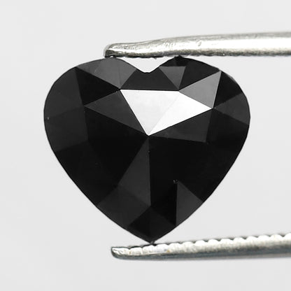 3.67 CT Heart Shape Diamond 9 mm Heated Jet Black Color Loose Diamond For Engagement Ring