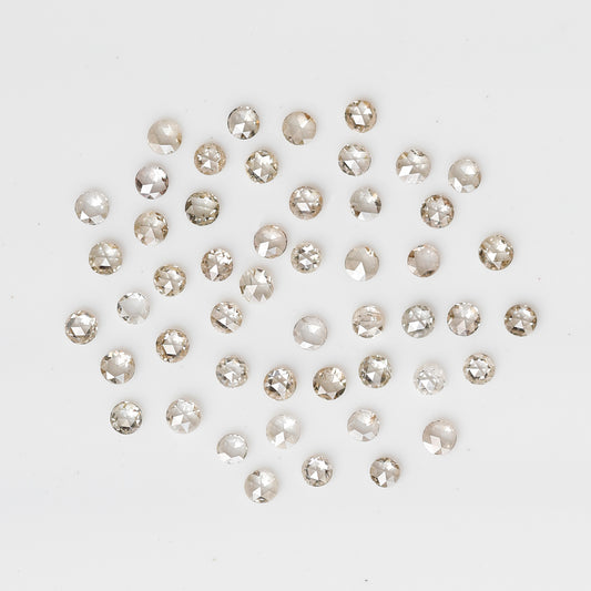 0.45 Ct Round Rose Cut Diamond Lot, 25 Pcs Top Light Color VS-SI Natural Loose Diamonds for Jewelry