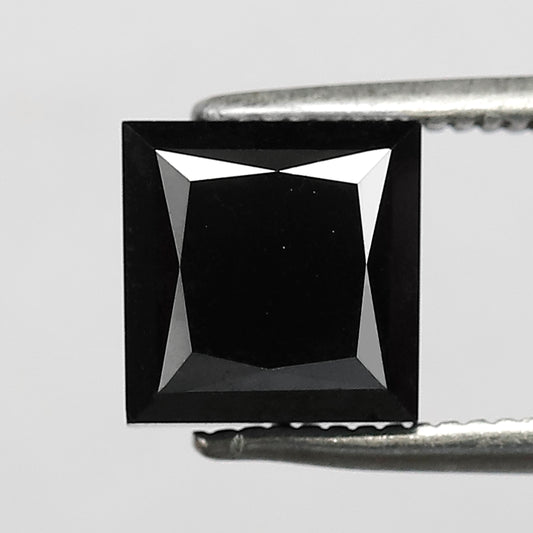 3 CT Princess Cut Heated Black Color Diamond 6.8 MM Loose Princess Cut Diamond For Wedding Ring