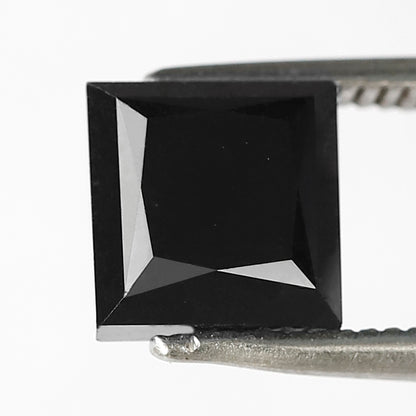 3 CT Princess Cut Heated Black Color Diamond 6.8 MM Loose Princess Cut Diamond For Wedding Ring