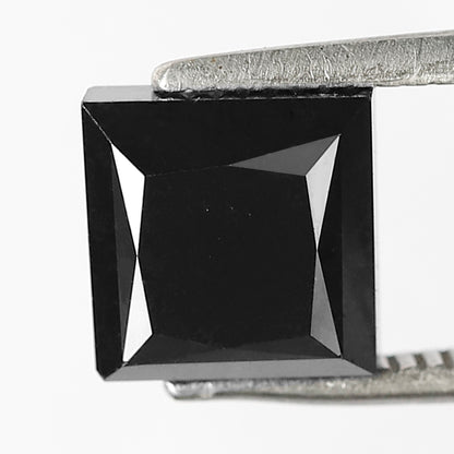 3 CT Princess Cut Heated Black Color Diamond 6.8 MM Loose Princess Cut Diamond For Wedding Ring
