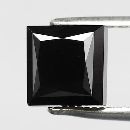 3 CT Princess Cut Heated Black Color Diamond 6.8 MM Loose Princess Cut Diamond For Wedding Ring