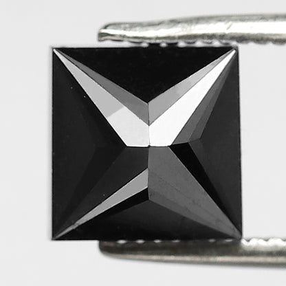 3 CT Princess Cut Heated Black Color Diamond 6.8 MM Loose Princess Cut Diamond For Wedding Ring