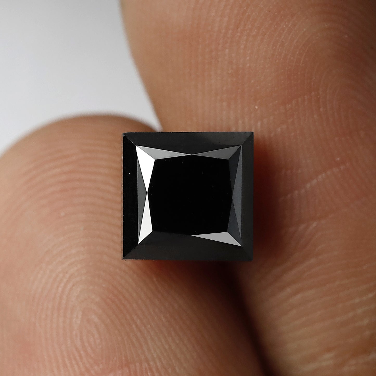 3 CT Princess Cut Heated Black Color Diamond 6.8 MM Loose Princess Cut Diamond For Wedding Ring