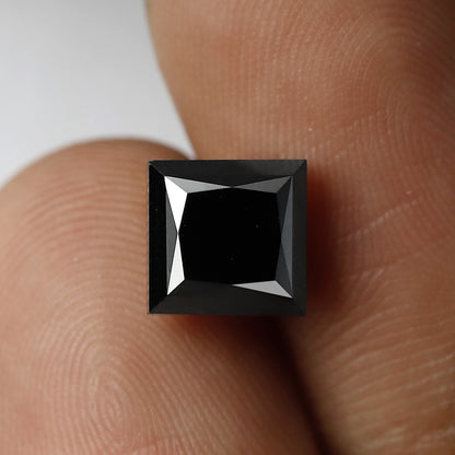 3 CT Princess Cut Heated Black Color Diamond 6.8 MM Loose Princess Cut Diamond For Wedding Ring