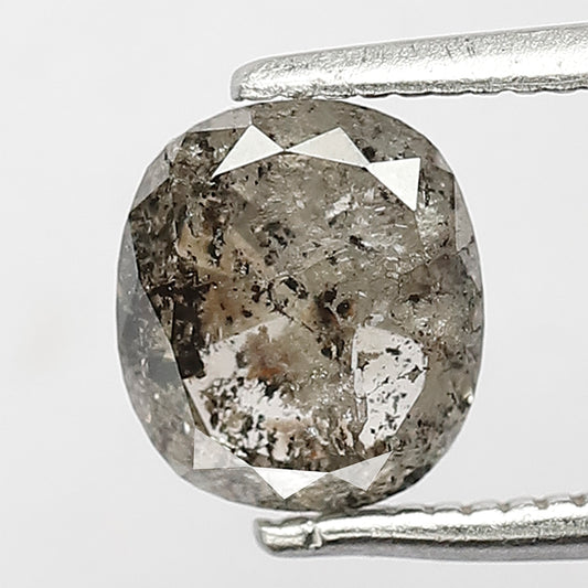 7 MM Long Oval Shape 1.50 CT Natural Grey Black Translucent Conflict Free Salt and Pepper Diamond