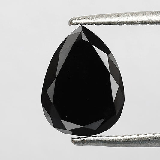 1.81 CT Pear Shape Loose Diamond 9 MM Heated Black Color Diamond For Pendant