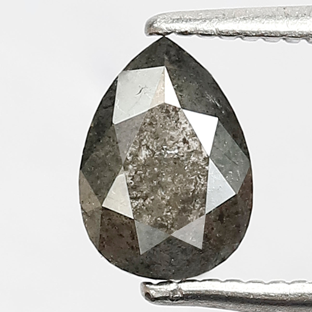 0.91 CT Pear Shape Gray Black Diamond | 7 X 5 MM Natural Salt and Pepper Conflict Free Loose Diamond