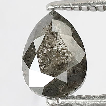 0.91 CT Pear Shape Gray Black Diamond | 7 X 5 MM Natural Salt and Pepper Conflict Free Loose Diamond