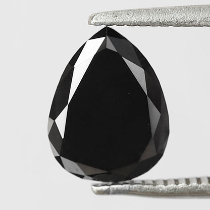 1.81 CT Pear Shape Loose Diamond 9 MM Heated Black Color Diamond For Pendant