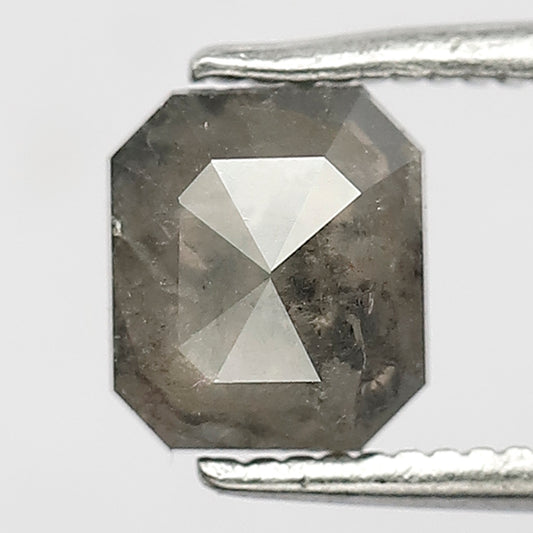 1.26 CT Splendid Grayish Black 6.5 MM Emerald Shape Salt and Pepper Diamond Ideal For Making Pre Engagement Ring