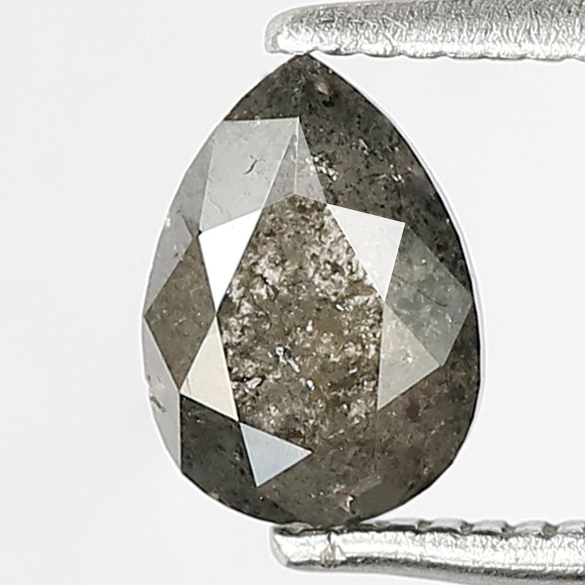 0.91 CT Pear Shape Gray Black Diamond | 7 X 5 MM Natural Salt and Pepper Conflict Free Loose Diamond