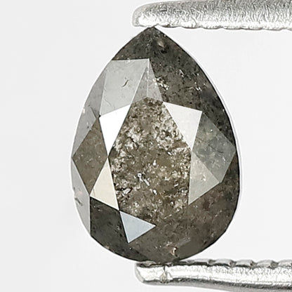 0.91 CT Pear Shape Gray Black Diamond | 7 X 5 MM Natural Salt and Pepper Conflict Free Loose Diamond