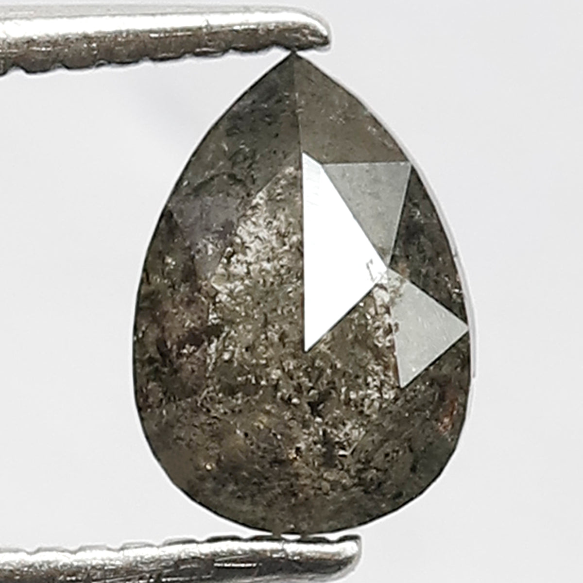 0.91 CT Pear Shape Gray Black Diamond | 7 X 5 MM Natural Salt and Pepper Conflict Free Loose Diamond