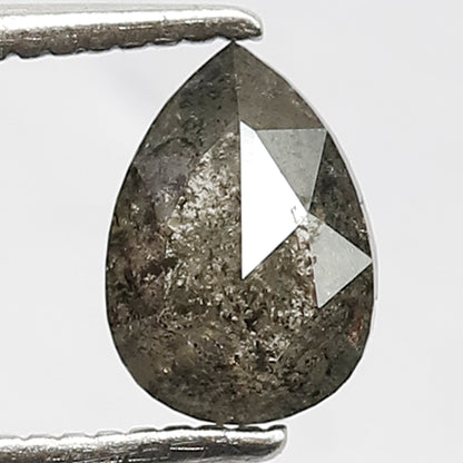 0.91 CT Pear Shape Gray Black Diamond | 7 X 5 MM Natural Salt and Pepper Conflict Free Loose Diamond