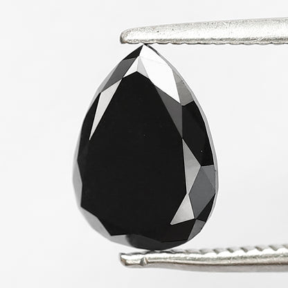 1.81 CT Pear Shape Loose Diamond 9 MM Heated Black Color Diamond For Pendant