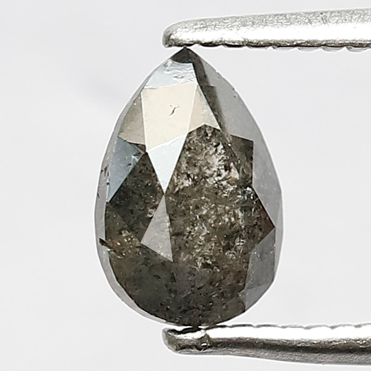0.91 CT Pear Shape Gray Black Diamond | 7 X 5 MM Natural Salt and Pepper Conflict Free Loose Diamond