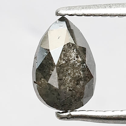 0.91 CT Pear Shape Gray Black Diamond | 7 X 5 MM Natural Salt and Pepper Conflict Free Loose Diamond