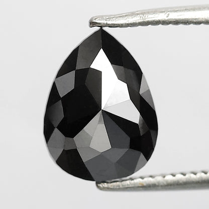 1.81 CT Pear Shape Loose Diamond 9 MM Heated Black Color Diamond For Pendant