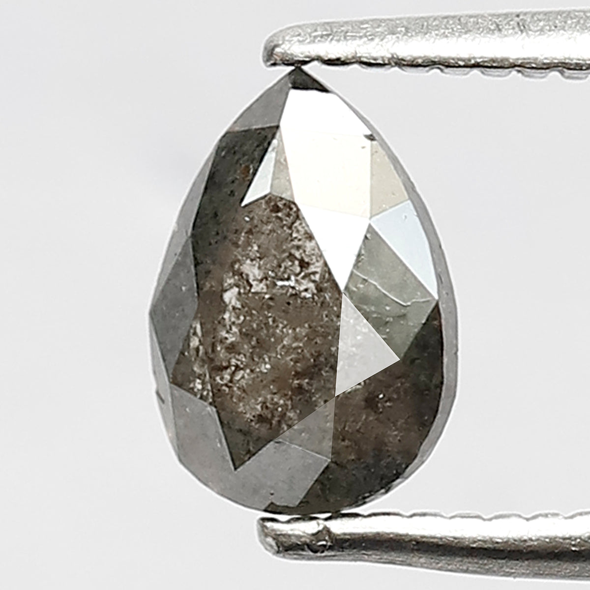 0.91 CT Pear Shape Gray Black Diamond | 7 X 5 MM Natural Salt and Pepper Conflict Free Loose Diamond