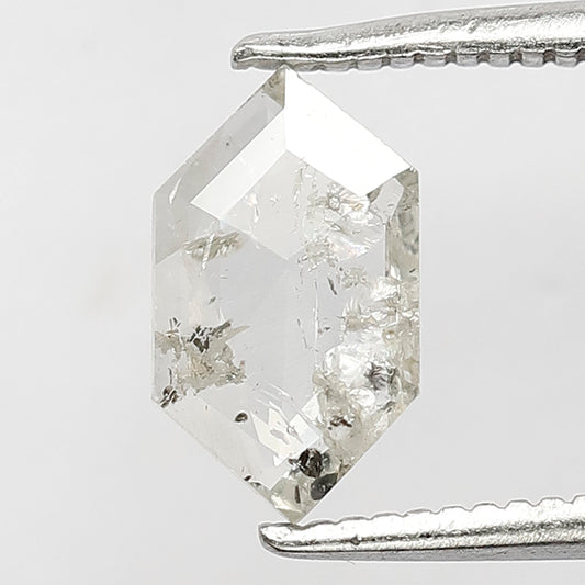 0.60 CT Hexagon Shape Salt and Pepper Diamond | White Natural Loose Diamond for Engagement Ring
