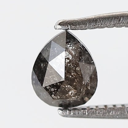 0.57 Ct Pear Shape Salt and Pepper Diamond 5.80 MM Grey Black Color Natural Loose Diamond