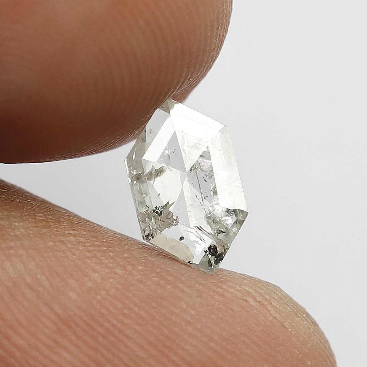 0.60 CT Hexagon Shape Salt and Pepper Diamond | White Natural Loose Diamond for Engagement Ring