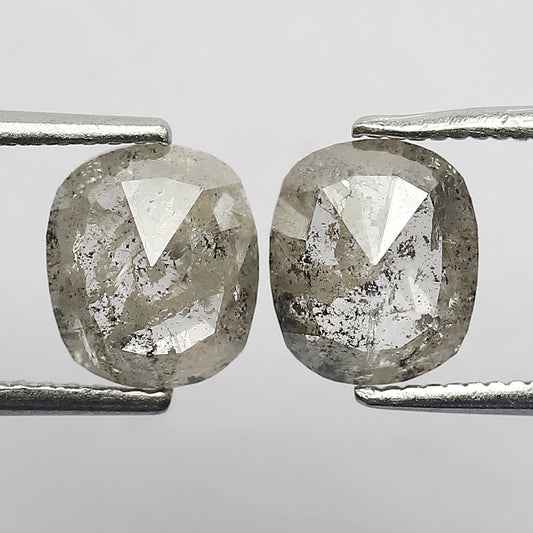 2.32 CT Twin Pair of Grayish Black Stunning Oval Shape Loose Salt and Pepper Diamond Ideal For Making Stud Earrings