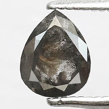 0.85 CT Gray Black Pear Shape Diamond | Natural Salt and Pepper Loose Diamond 6.70 mm