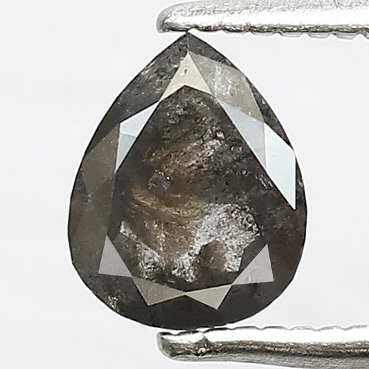 0.85 CT Gray Black Pear Shape Diamond | Natural Salt and Pepper Loose Diamond 6.70 mm