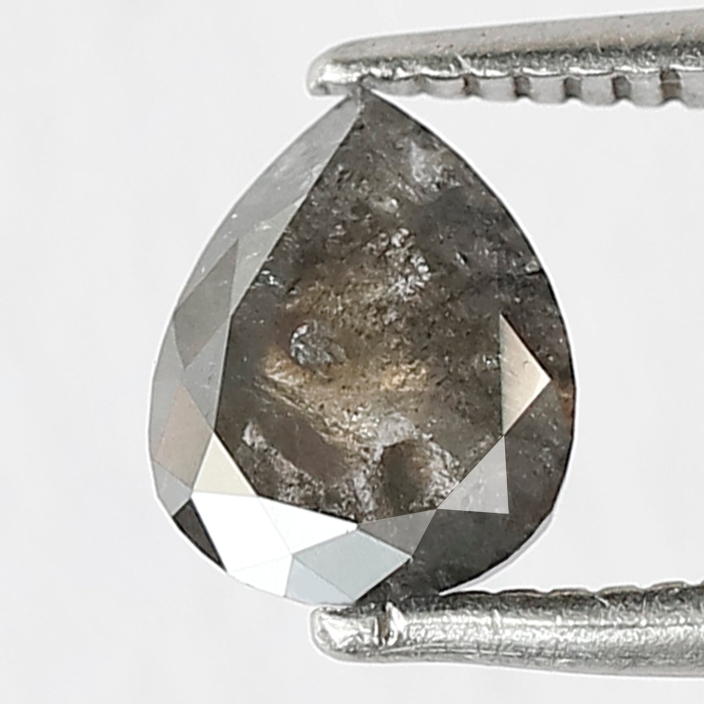 0.85 CT Gray Black Pear Shape Diamond | Natural Salt and Pepper Loose Diamond 6.70 mm