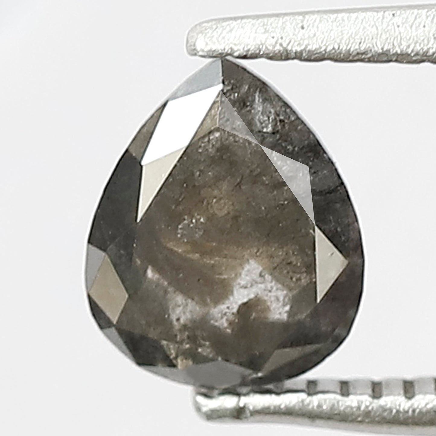 0.85 CT Gray Black Pear Shape Diamond | Natural Salt and Pepper Loose Diamond 6.70 mm