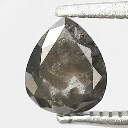 0.85 CT Gray Black Pear Shape Diamond | Natural Salt and Pepper Loose Diamond 6.70 mm
