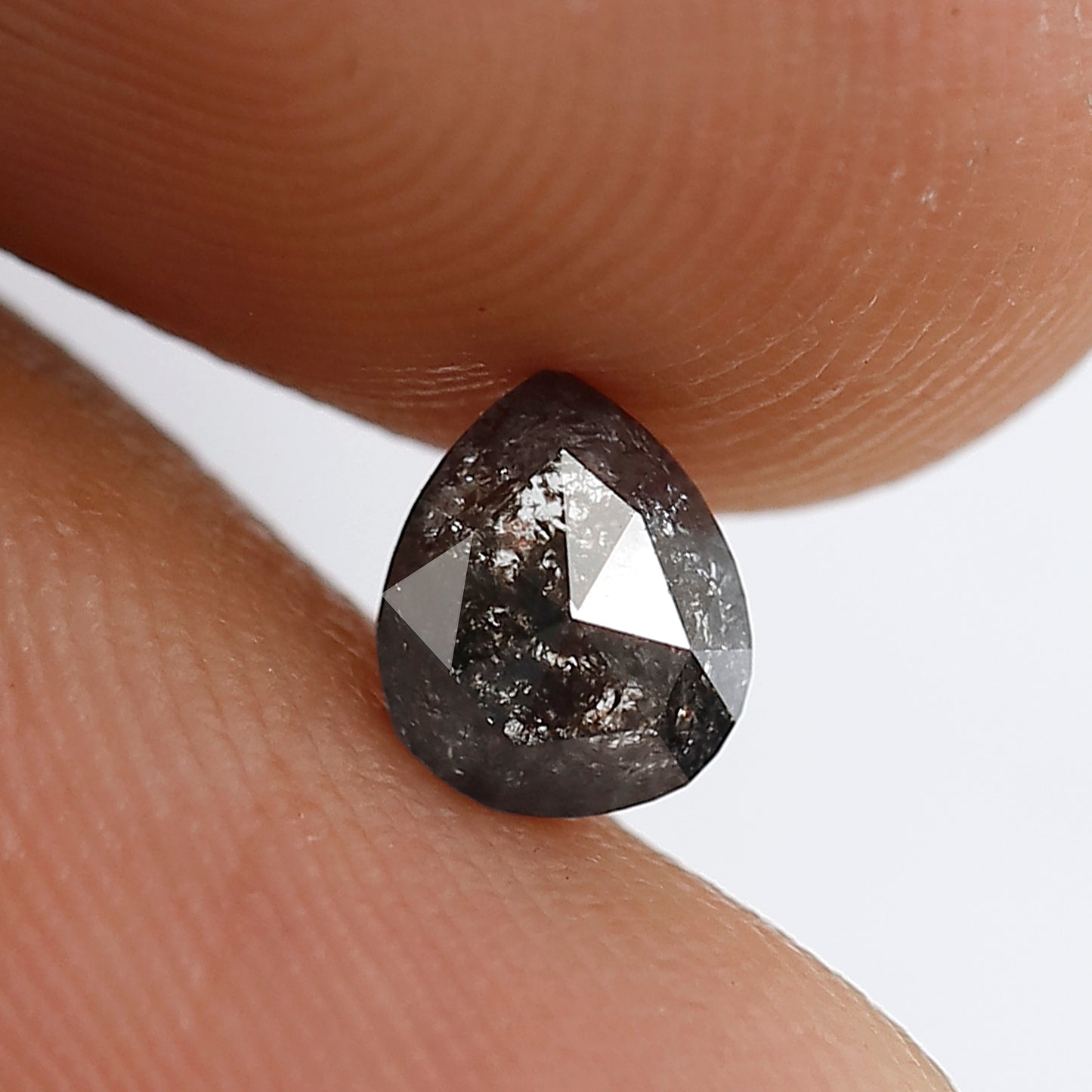 0.57 Ct Pear Shape Salt and Pepper Diamond 5.80 MM Grey Black Color Natural Loose Diamond