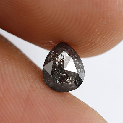 0.57 Ct Pear Shape Salt and Pepper Diamond 5.80 MM Grey Black Color Natural Loose Diamond