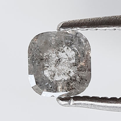 0.57 Ct Cushion Shape Natural Loose Diamond 4.50 MM Grey Black Color Salt and Pepper Diamond