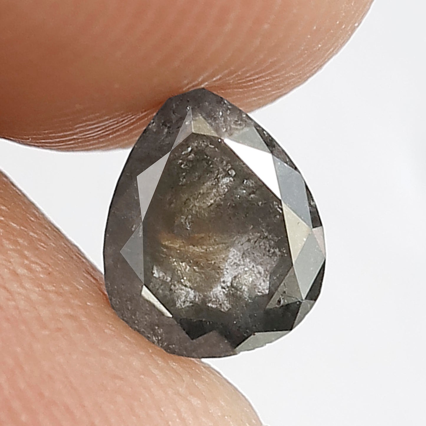 0.85 CT Gray Black Pear Shape Diamond | Natural Salt and Pepper Loose Diamond 6.70 mm