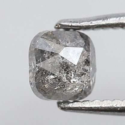 0.57 Ct Cushion Shape Natural Loose Diamond 4.50 MM Grey Black Color Salt and Pepper Diamond