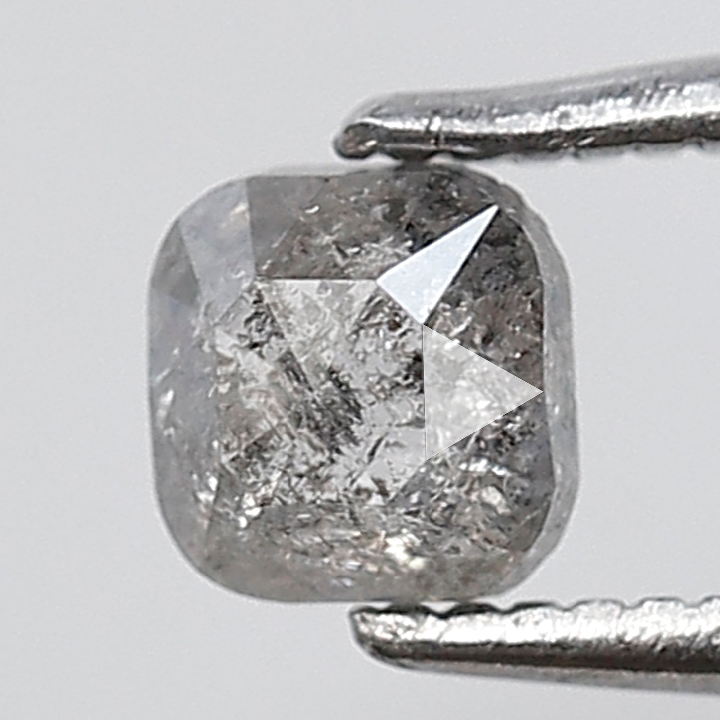0.57 Ct Cushion Shape Natural Loose Diamond 4.50 MM Grey Black Color Salt and Pepper Diamond