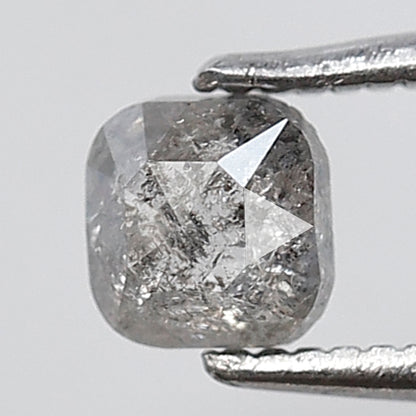 0.57 Ct Cushion Shape Natural Loose Diamond 4.50 MM Grey Black Color Salt and Pepper Diamond