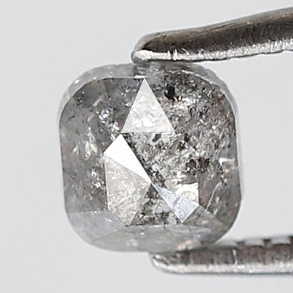 0.57 Ct Cushion Shape Natural Loose Diamond 4.50 MM Grey Black Color Salt and Pepper Diamond
