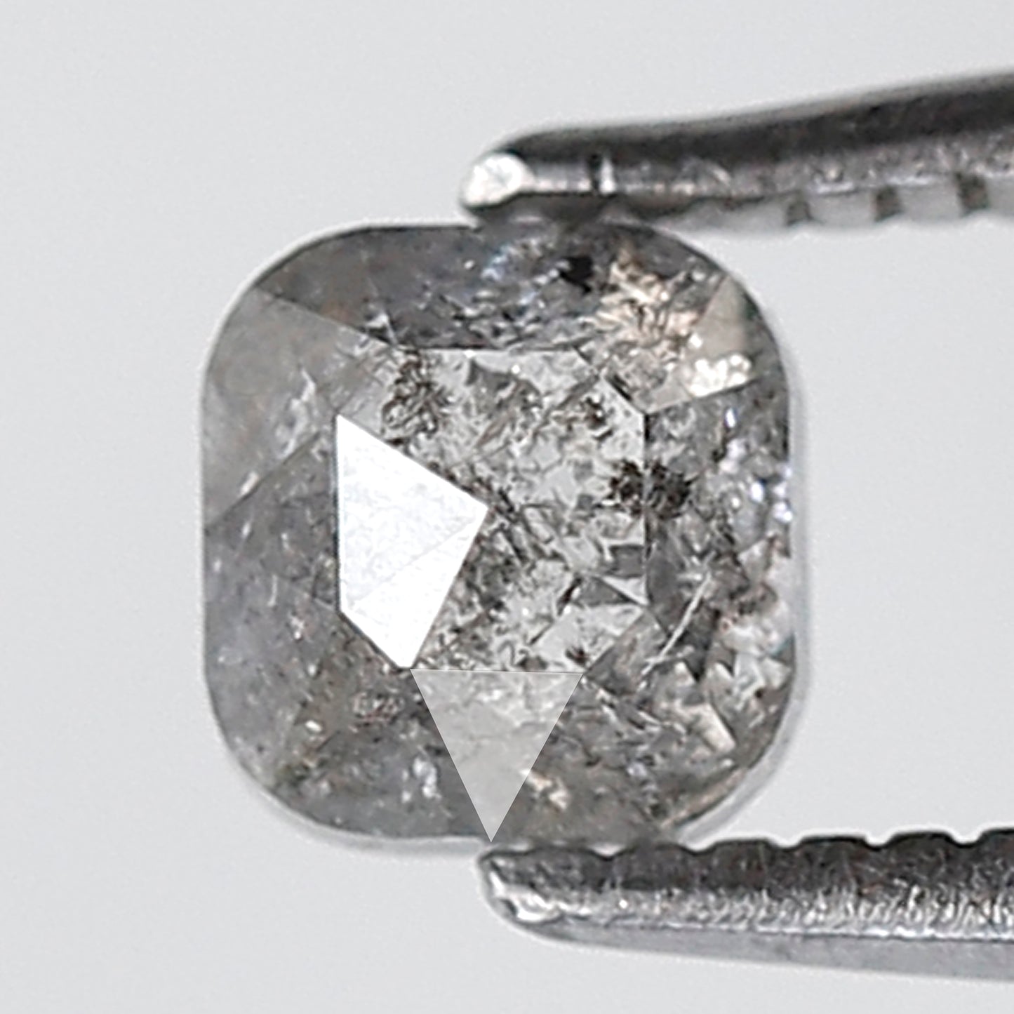 0.57 Ct Cushion Shape Natural Loose Diamond 4.50 MM Grey Black Color Salt and Pepper Diamond