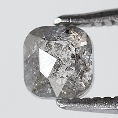 0.57 Ct Cushion Shape Natural Loose Diamond 4.50 MM Grey Black Color Salt and Pepper Diamond