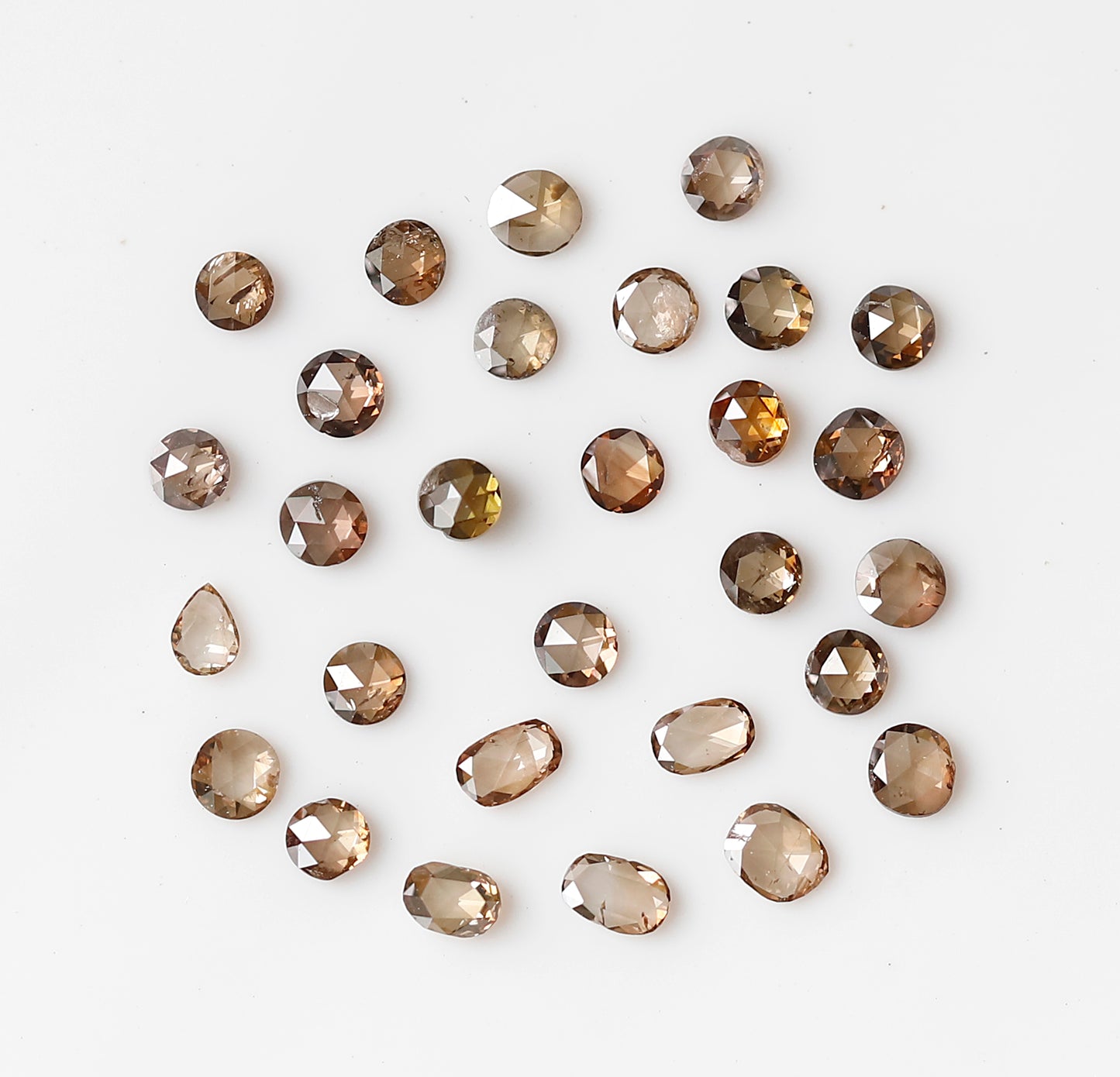 0.87 Ct Mix Shape Rose Cut Diamond Lot, 29 Pcs Champagne VS-SI Natural Melee Diamonds for Jewelry
