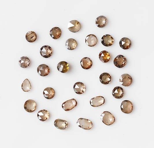 0.87 Ct Mix Shape Rose Cut Diamond Lot, 29 Pcs Champagne VS-SI Natural Melee Diamonds for Jewelry