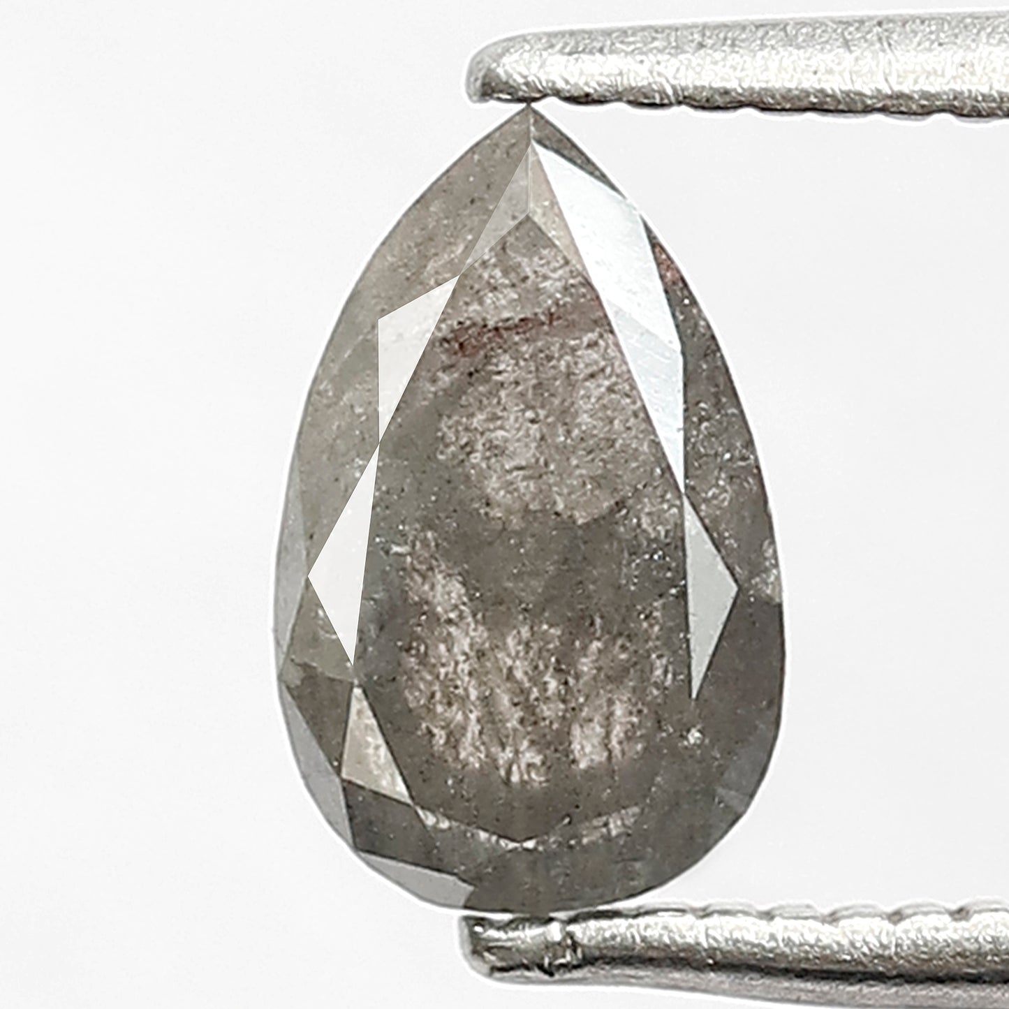 1.01 CT Pear shape Natural loose 8 MM Grey Black color salt and pepper diamond