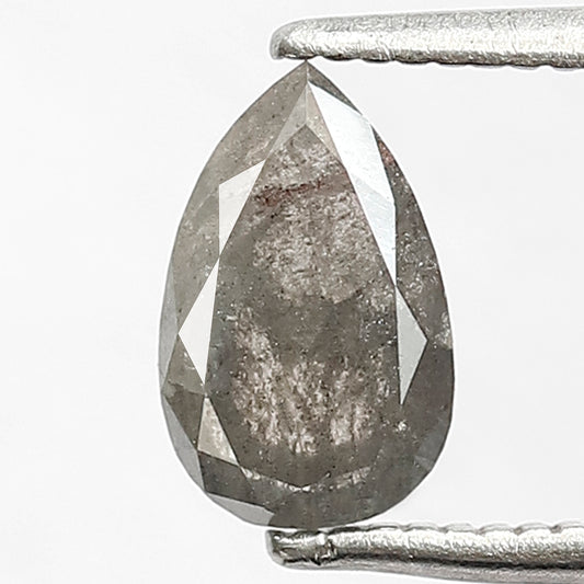 1.01 CT Pear shape Natural loose 8 MM Grey Black color salt and pepper diamond