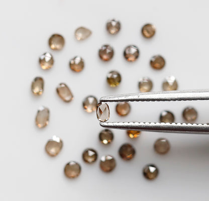 0.87 Ct Mix Shape Rose Cut Diamond Lot, 29 Pcs Champagne VS-SI Natural Melee Diamonds for Jewelry