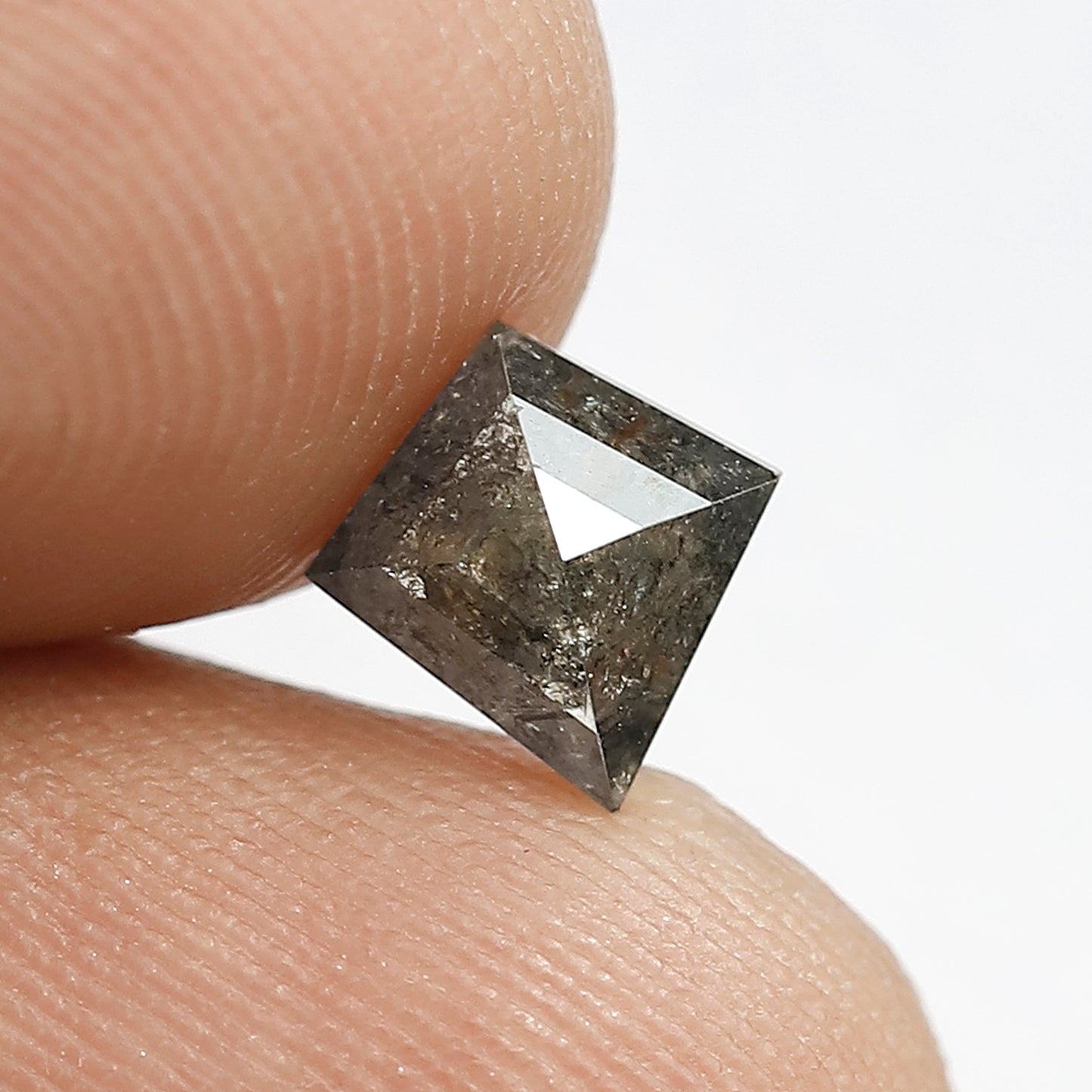 0.91 CT Kite shape Natural loose Grey Black color 7.60 MM Salt and pepper Diamond